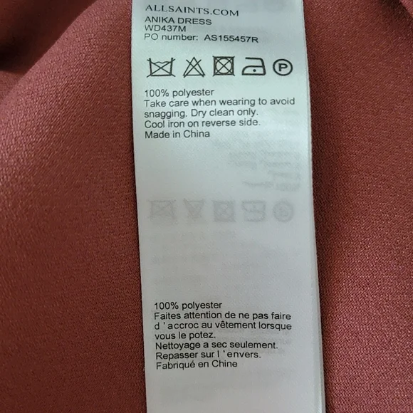 All Saints Dusty Rose Wrap Dress Size 8 - Picture 12 of 12